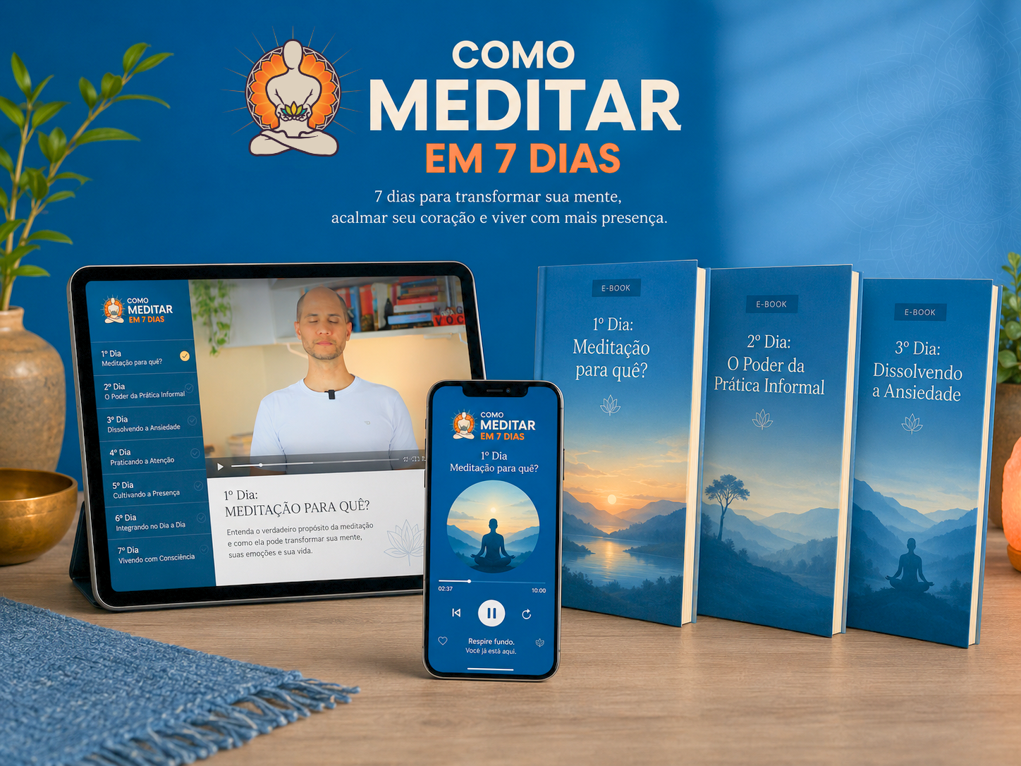 Curso Como Meditar em 7 Dias — aulas, meditações guiadas e e-books